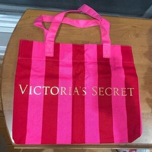 Victoria's Secret Striped Weekender Tote Bag Large Canvas Magnetic Bag